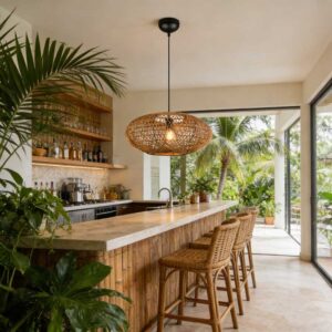 MP4706-1 Lantern Rattan Woven Pendant Light Lampshade Classic Design Meets Modern Elegance