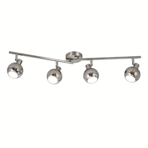 MC0097-4S 4-Light Track Ceiling Spotlight Brushed Nickel Bar with Silver Textured Globe Shades
