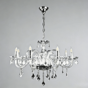 MP0174-8 Crystal Chandelier 8-Light Chrome Candelabra with Clear Crystal Drops