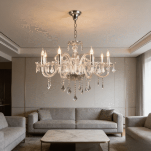 MP0174-8+4 Crystal Chandelier Light Chrome Candelabra with Clear Crystal Drops