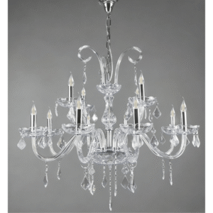 MP0174-8+4 Crystal Chandelier Light Chrome Candelabra with Clear Crystal Drops