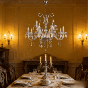 MP0174-8 Crystal Chandelier 8-Light Chrome Candelabra with Clear Crystal Drops