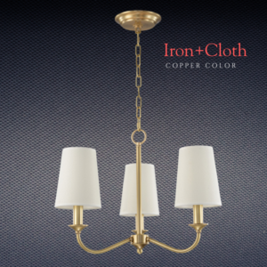 MP2610-3 3-Light Brass color Chandelier with White Linen Shades