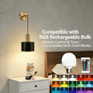 MW2608B Modern Wall Sconce RGB Compatible, Brushed Brass color & Matte Black