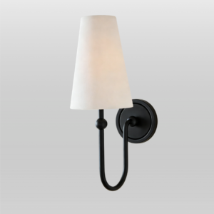 MW2609B Wall Sconce Matte Black with White Linen Shade
