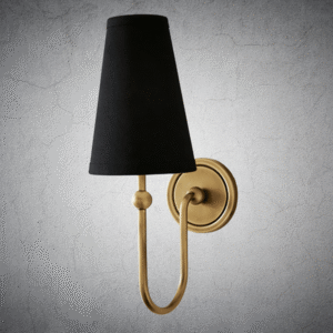 MW2609G_Black Wall Sconce Antique Brass with Black Linen Shade