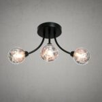 MC26047 Matte Black 3-Arm Sputnik Glass Ball Ceiling Light - Kaen Lighting