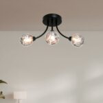 Modern Industrial Black Semi-Flush Mount Ceiling Lamp with Glass Globe Shades - Kaen Lighting