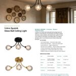 MC26047 3-Light Sputnik Ceiling Light Specification and Size Sheet - Kaen Lighting