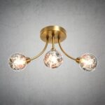 MC26047 Brushed Brass 3-Light Sputnik Semi-Flush Mount Ceiling Light - Kaen Lighting