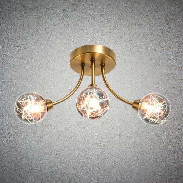 MC26047 Brushed Brass 3-Light Sputnik Semi-Flush Mount Ceiling Light - Kaen Lighting