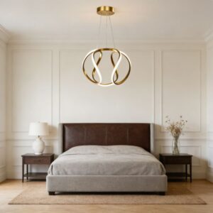 MP0113-6B-BR Eternal Loop LED Orb Pendant Light | Modern Spherical Chandelier for Bedroom LivingRoom|3Color Dimmable