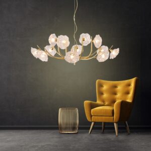 MP2612-12 Contemporary Golden 12-Light Pendant - Minimalist Iron and Glass Hanging Fixture