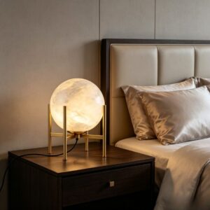 MT2604-1 Modern 1-Light Alabaster Table Lamp (Electroplated Gold Finish)